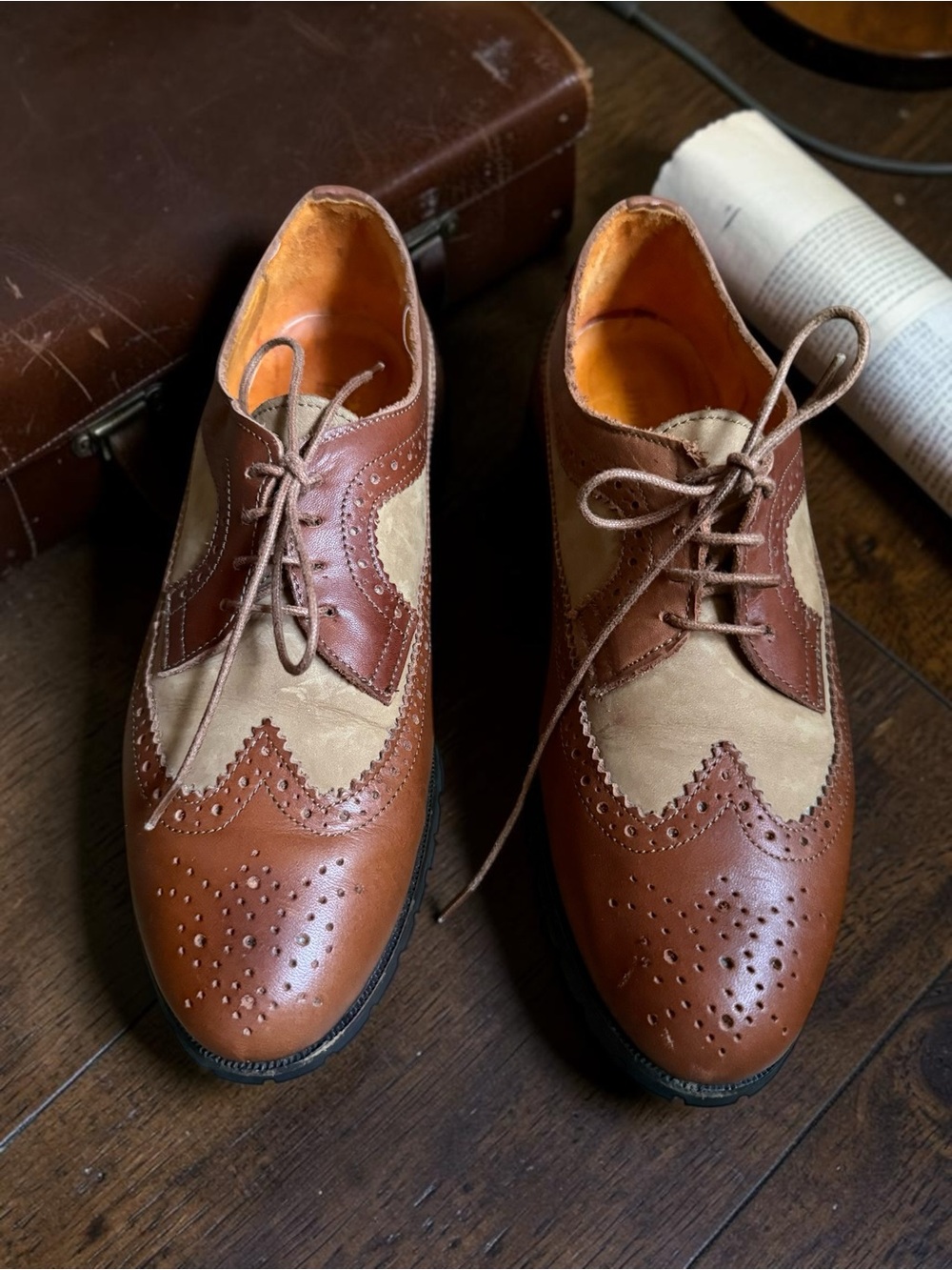 Timberland Two-Tone Women's Wingtip Loafers - Brown & Tan